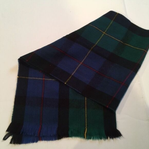 Bill Blass Blue and Green Plaid Scarf - Picture 1 of 3